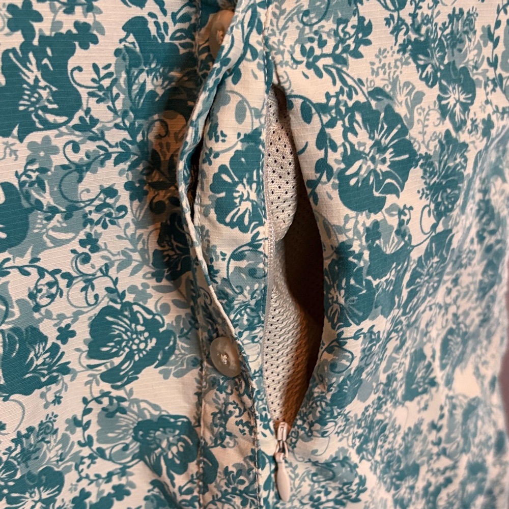 REI Women's Teal Floral Vented Button Down Shirt - Picture 5 of 12